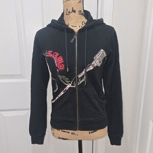 L.A.M.B. Black Hoodie with Microphone Graphic